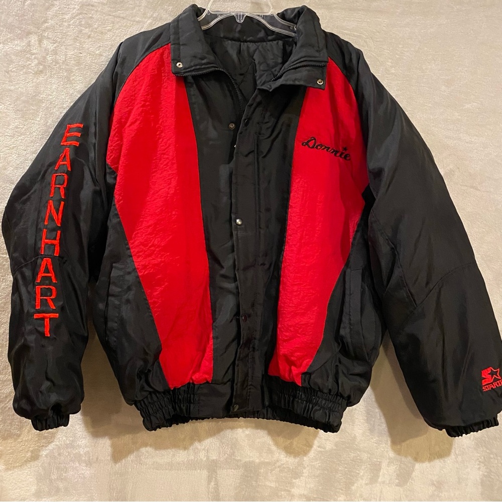 Dale Earnhardt Coat Men’s Black Red Starter Zip Snap Embroidered Quilted Lining